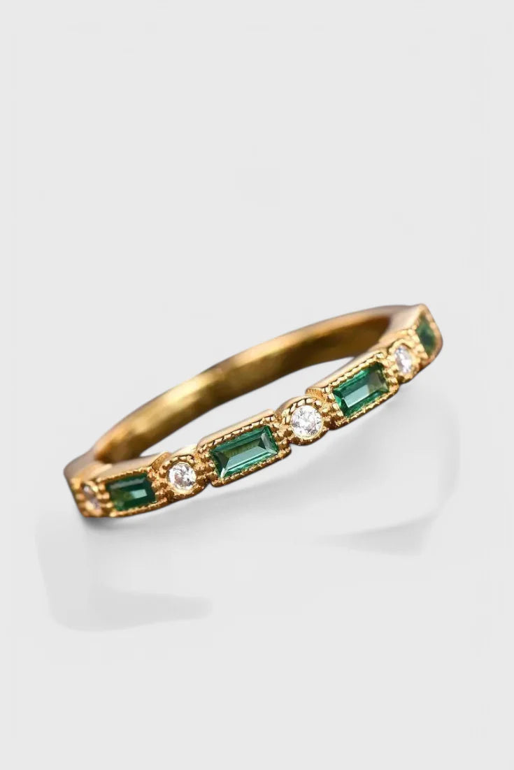 MATILDE | ANILLO DE ORO CON ZIRCONIA VERDE VINTAGE