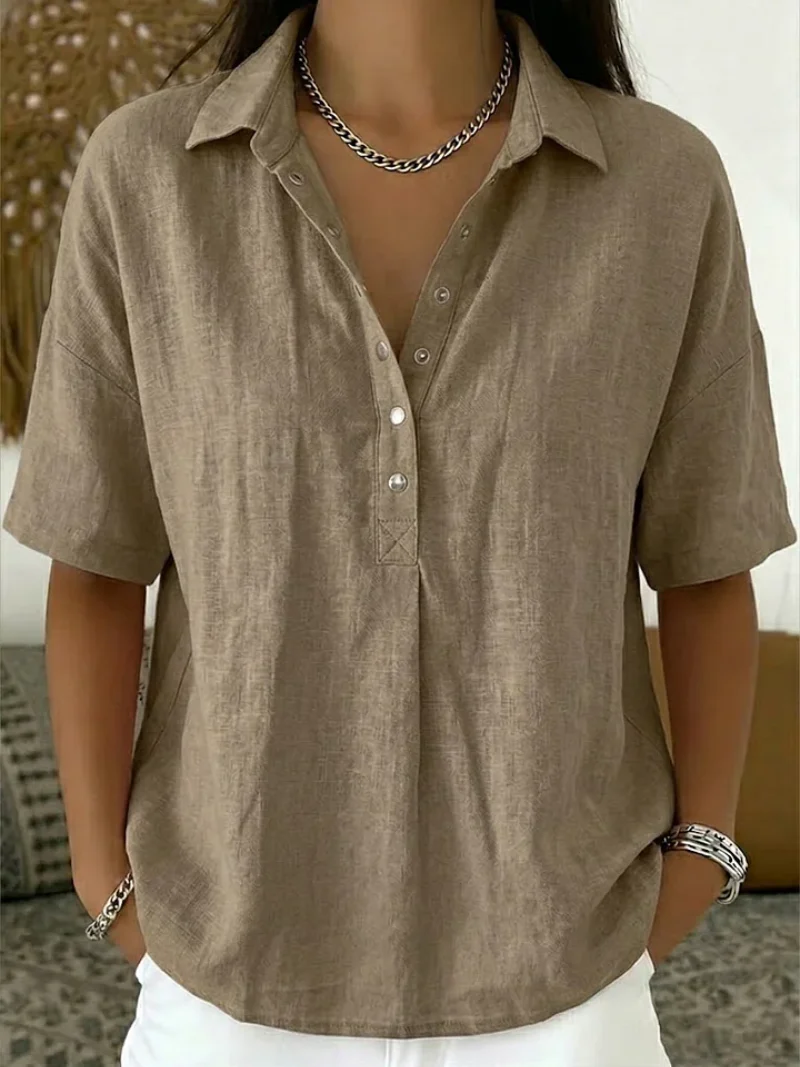 CAMILA | BLUSA CON CUELLO Y DETALLE DE BOTONES (¡TEMPORALMENTE 1+1 GRATIS!)