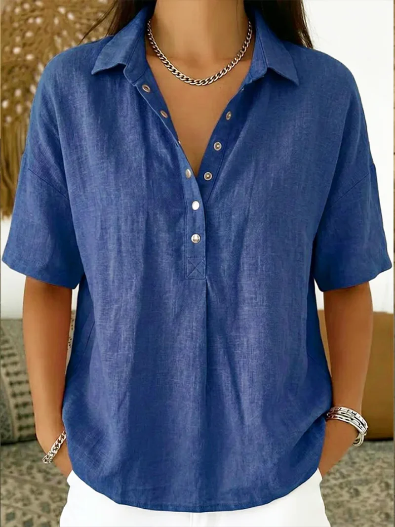 CAMILA | BLUSA CON CUELLO Y DETALLE DE BOTONES (¡TEMPORALMENTE 1+1 GRATIS!)