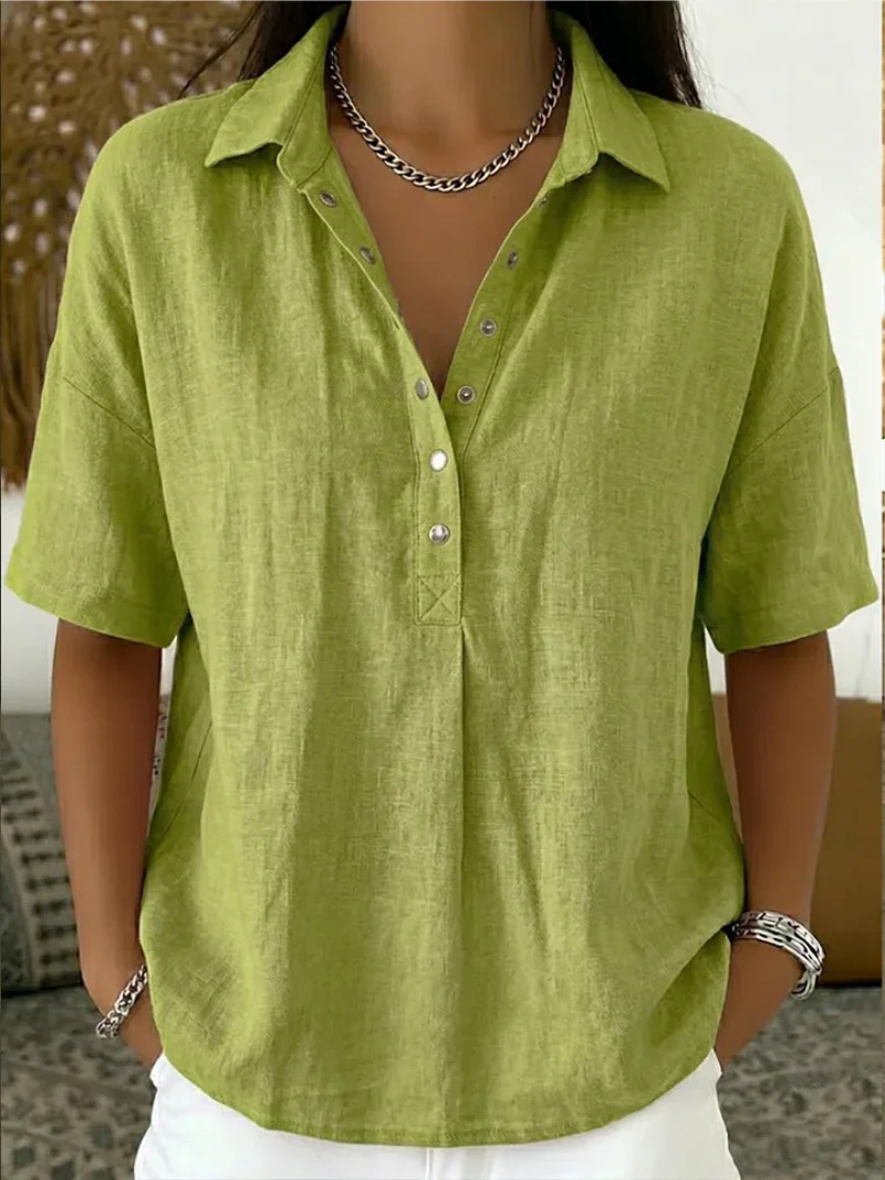 CAMILA | BLUSA CON CUELLO Y DETALLE DE BOTONES (¡TEMPORALMENTE 1+1 GRATIS!)
