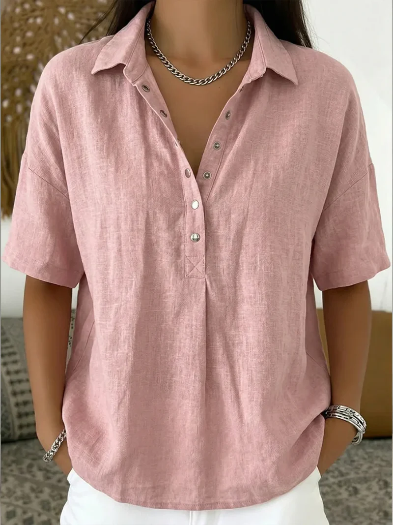 CAMILA | BLUSA CON CUELLO Y DETALLE DE BOTONES (¡TEMPORALMENTE 1+1 GRATIS!)