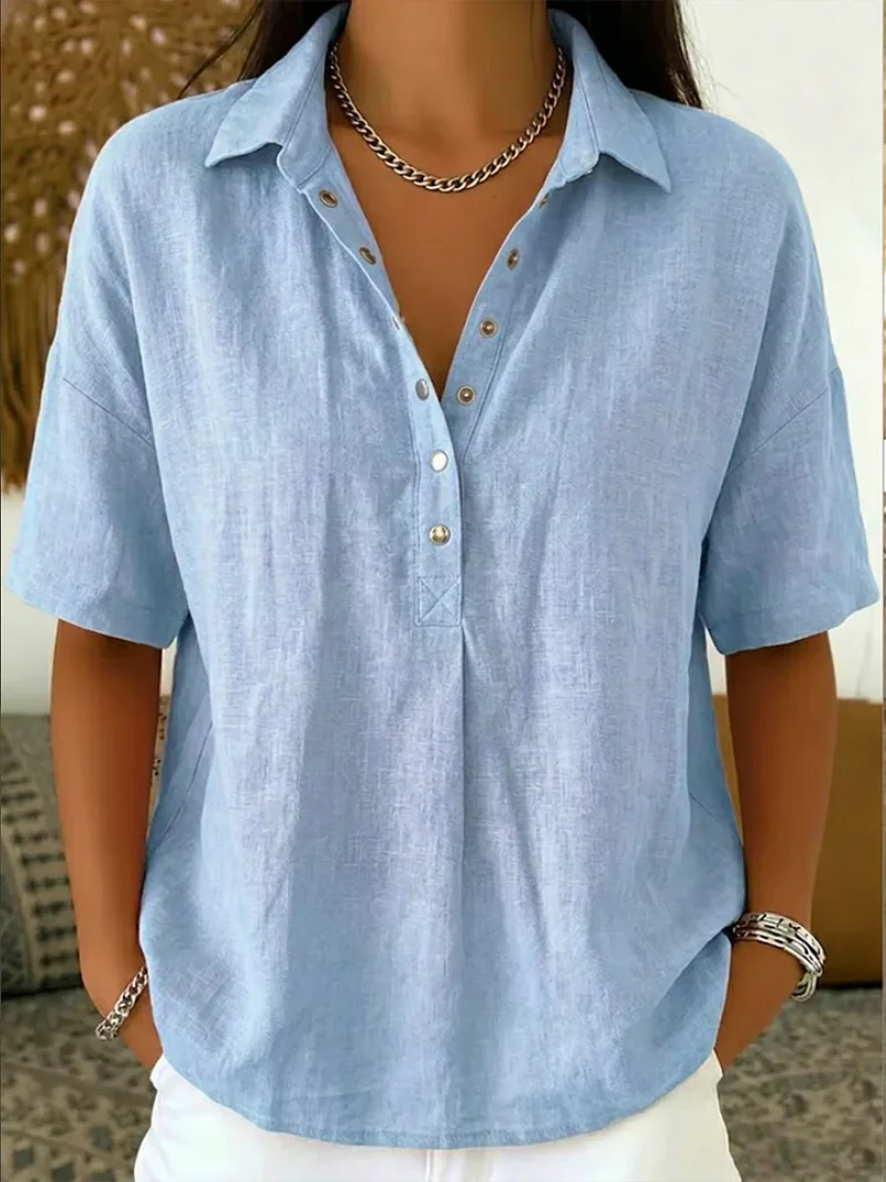 CAMILA | BLUSA CON CUELLO Y DETALLE DE BOTONES (¡TEMPORALMENTE 1+1 GRATIS!)