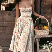 ESTELA | ELEGANTE VESTIDO MIDI DE VERANO CON CORSÉ
