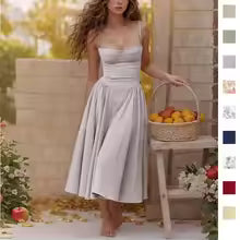 ESTELA | ELEGANTE VESTIDO MIDI DE VERANO CON CORSÉ