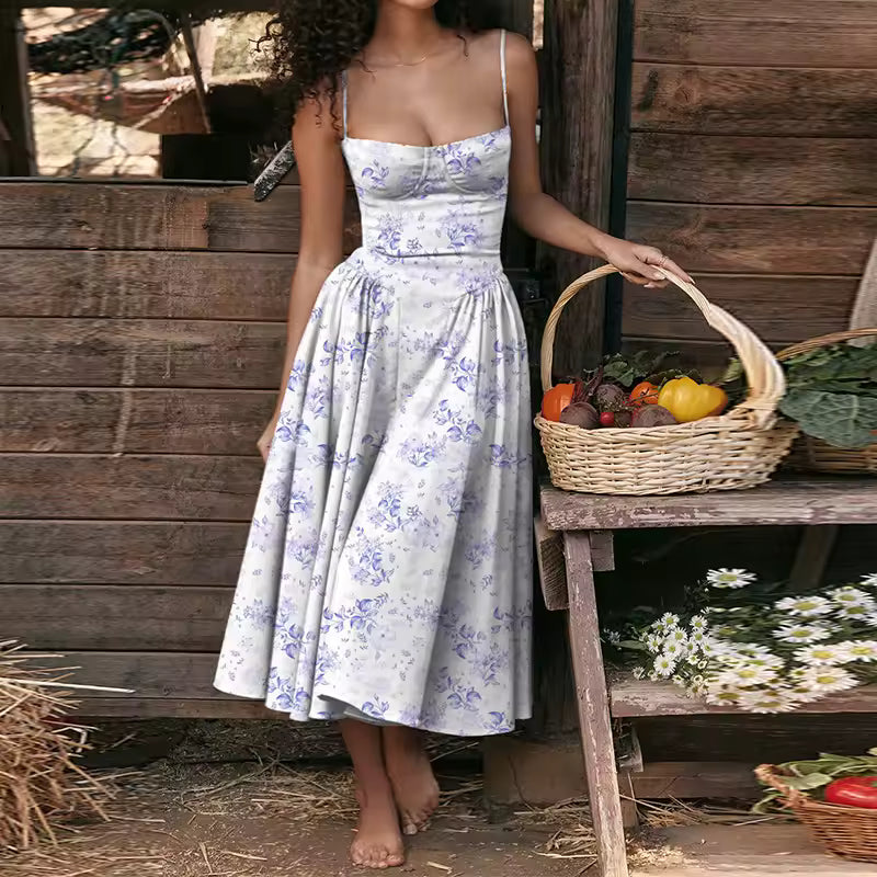 ESTELA | ELEGANTE VESTIDO MIDI DE VERANO CON CORSÉ