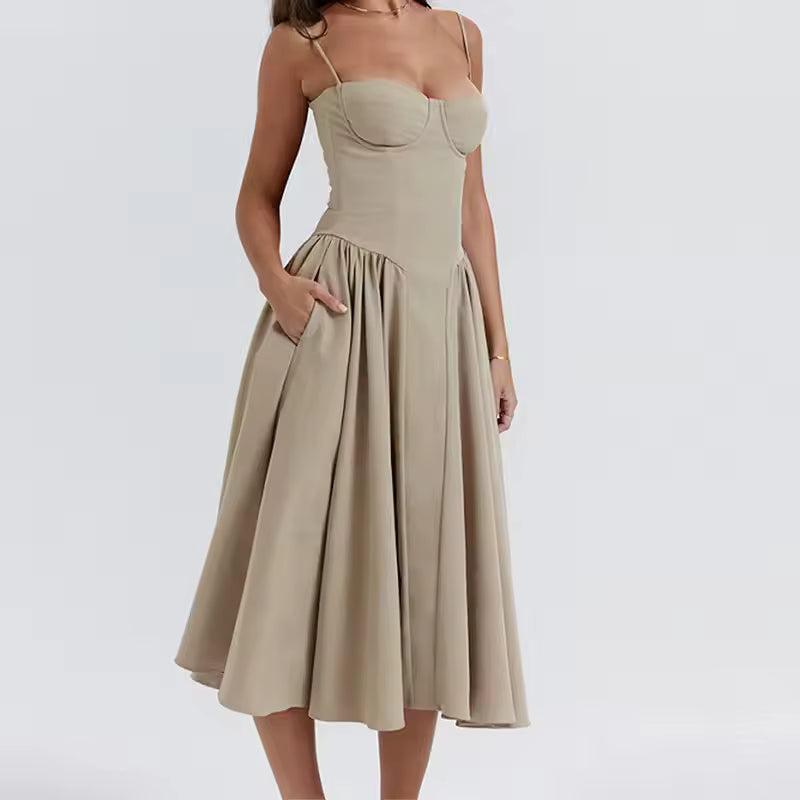 ESTELA | ELEGANTE VESTIDO MIDI DE VERANO CON CORSÉ