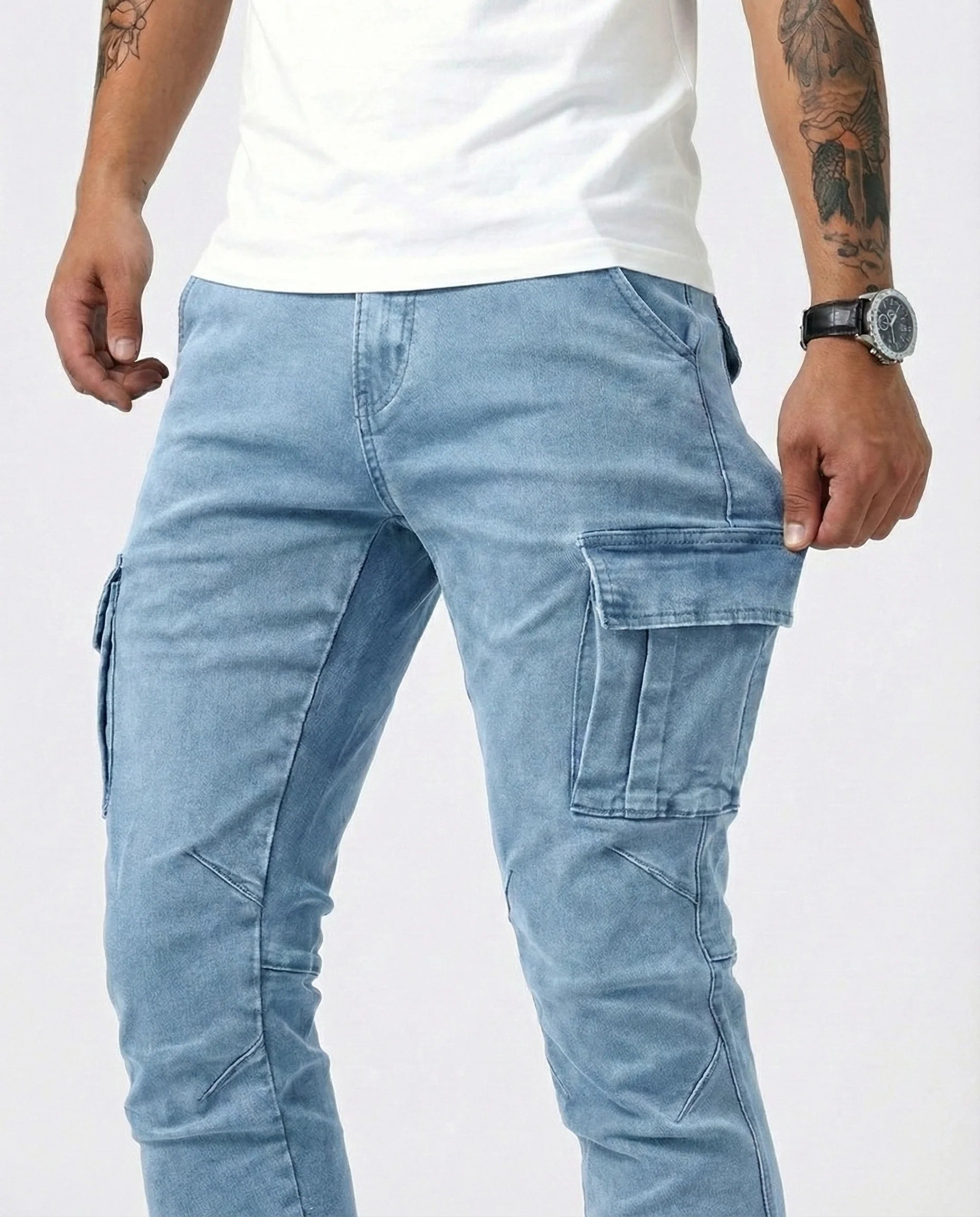 ADRIÁN | PANTALON CARGO MARINO ELASTICO