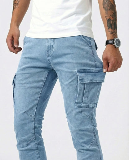 ADRIÁN | PANTALONI CARGO BLU NAVY ELASTICI