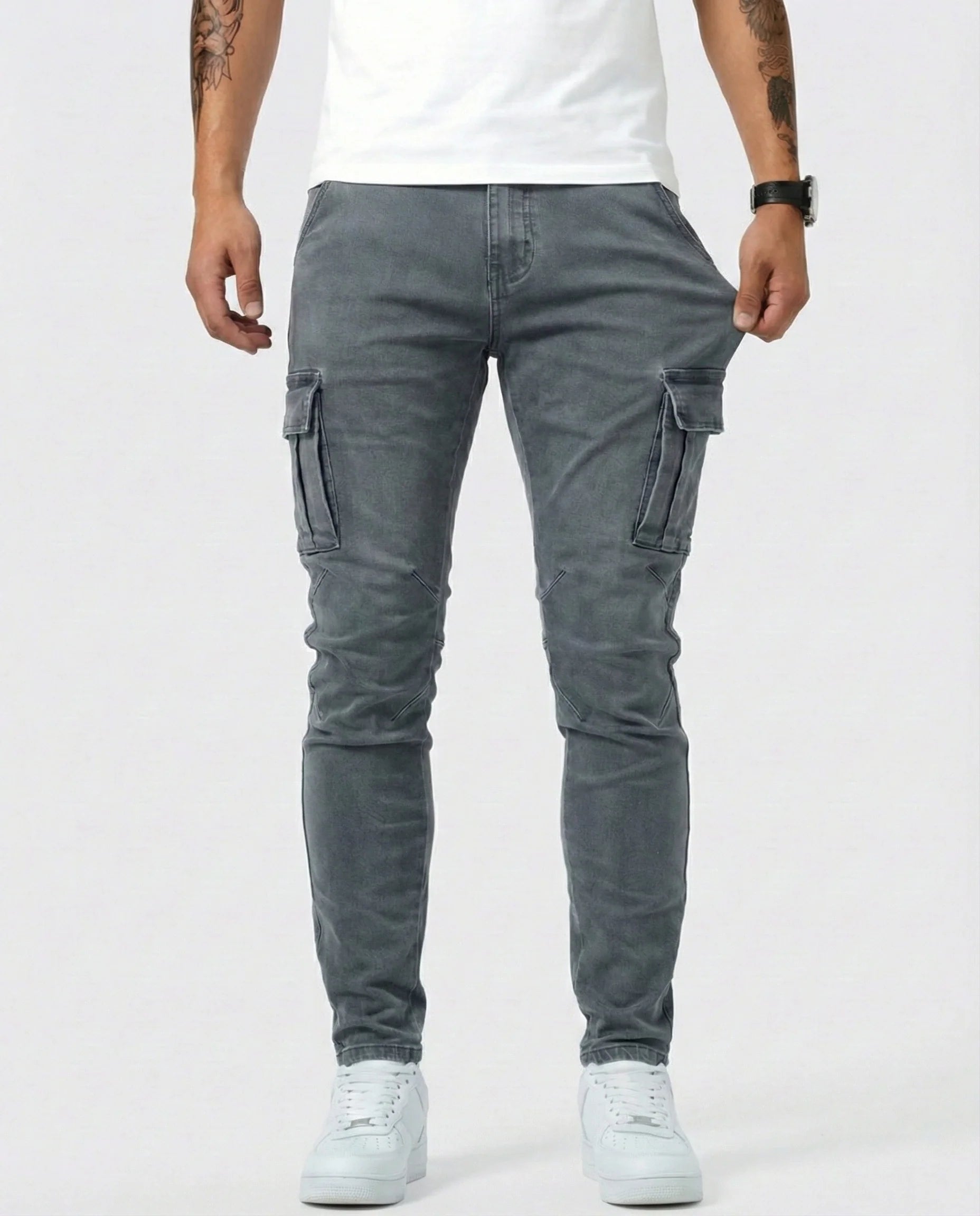 ADRIÁN | PANTALON CARGO MARINO ELASTICO