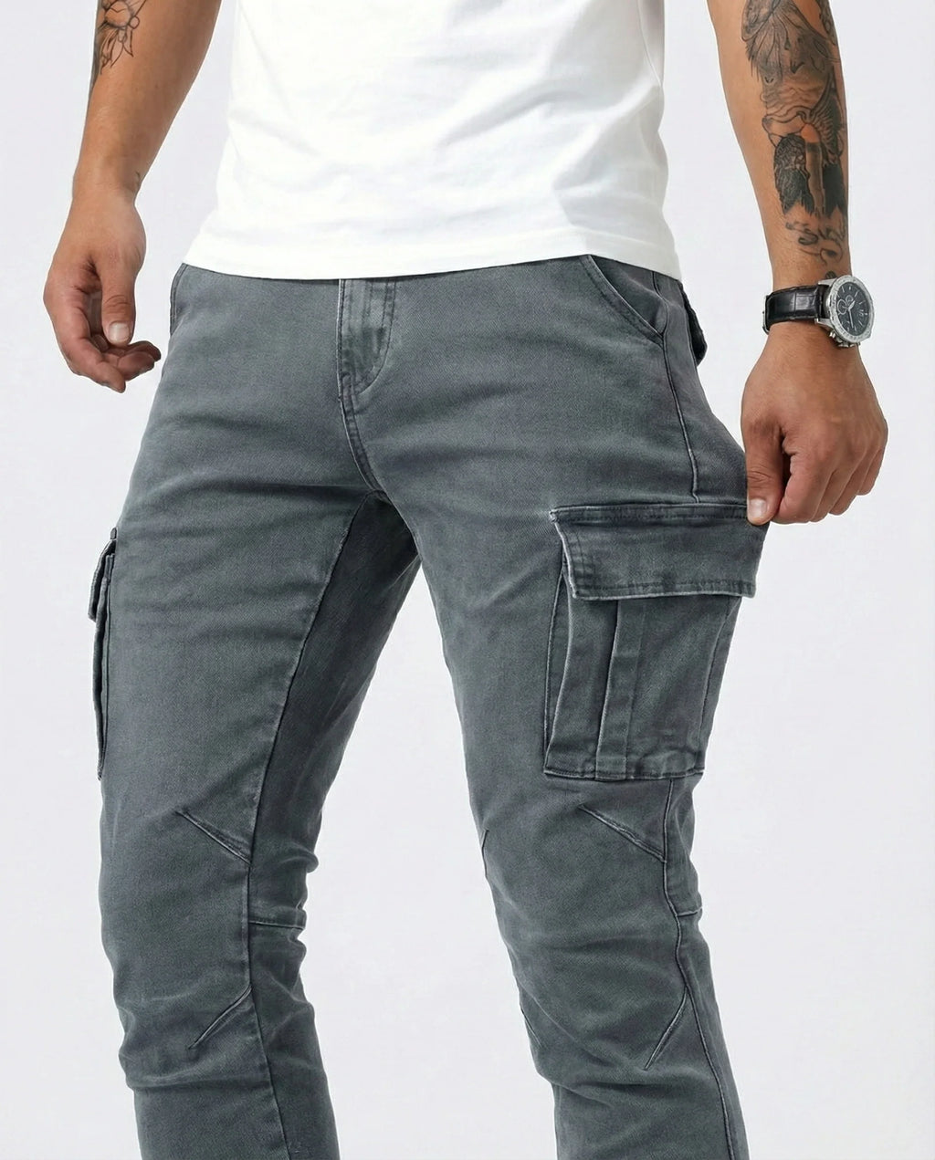 ADRIÁN | PANTALON CARGO MARINO ELASTICO