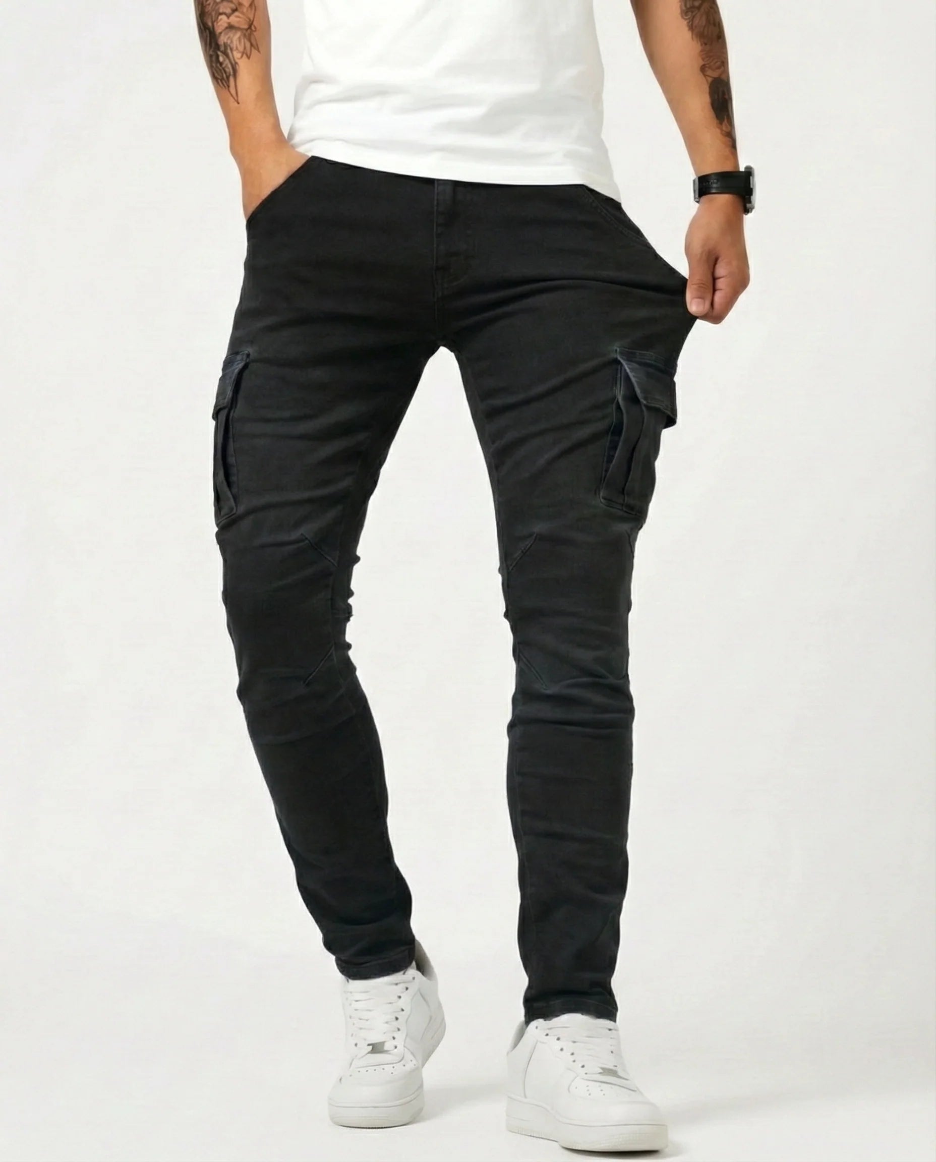 ADRIÁN | PANTALON CARGO MARINO ELASTICO