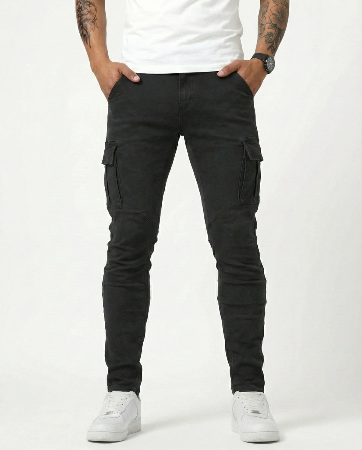 ADRIÁN | PANTALONI CARGO BLU NAVY ELASTICI
