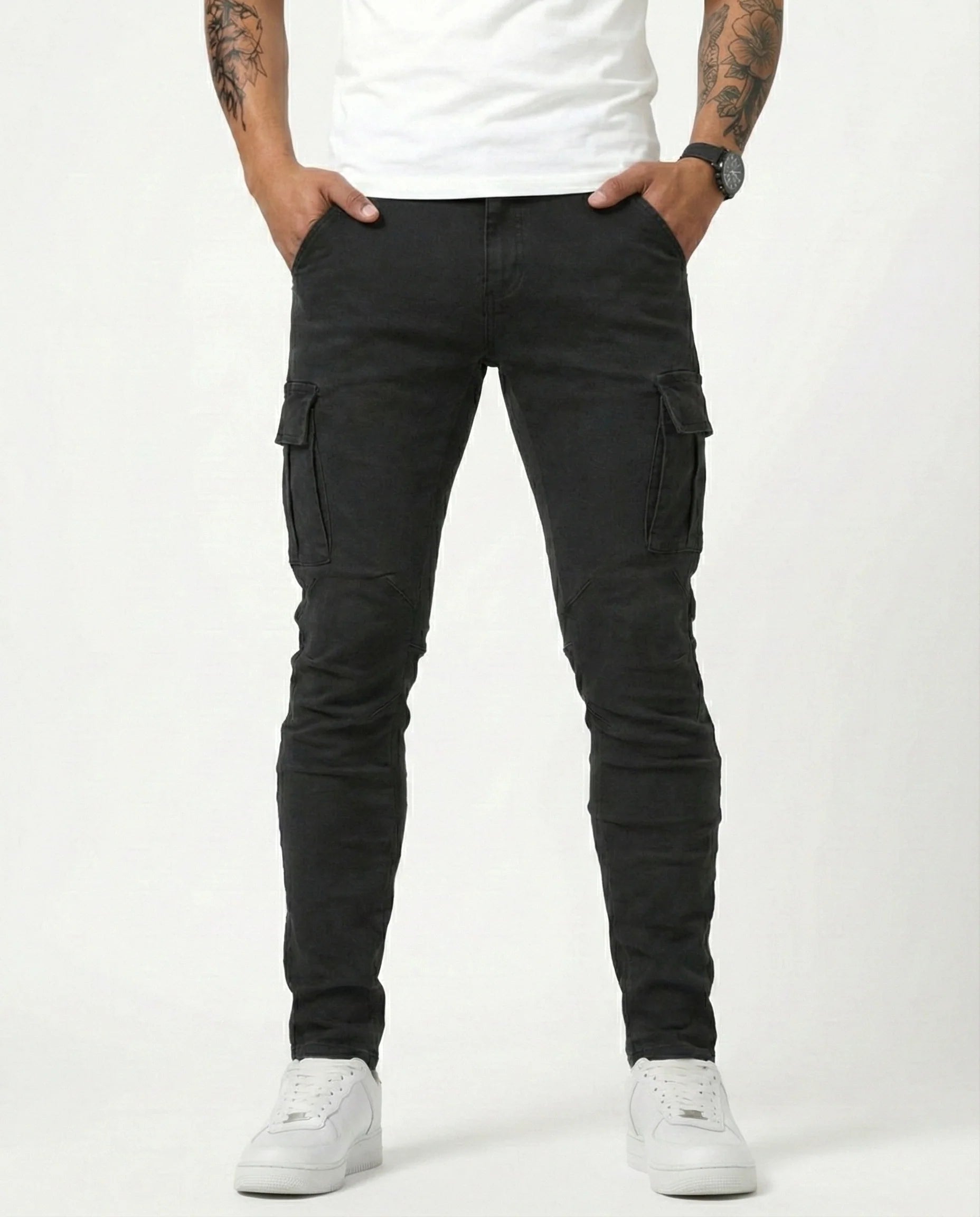 ADRIÁN | PANTALON CARGO MARINO ELASTICO