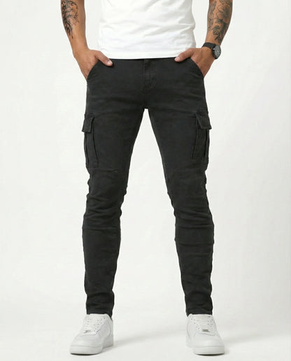 ADRIÁN | PANTALONI CARGO BLU NAVY ELASTICI