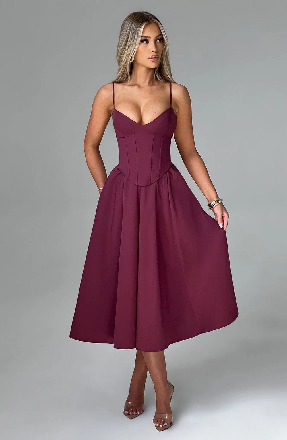 MACARENA | ELEGANTE VESTIDO MIDI ESTILO CORSÉ