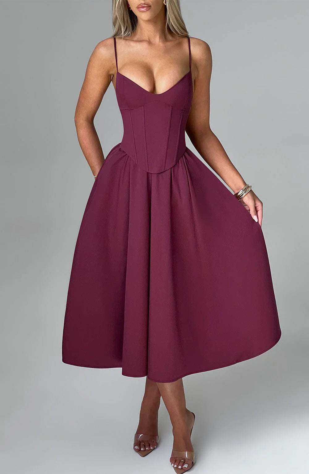 MACARENA | ELEGANTE VESTIDO MIDI ESTILO CORSÉ