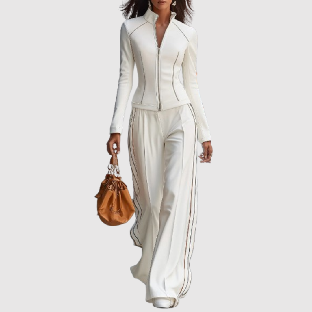 MÍA | CONJUNTO DE PANTALÓN ANCHO CON CUELLO ALTO